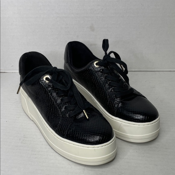 Dune London Episode black snake embossed platform sneakers - Picture 1 of 9